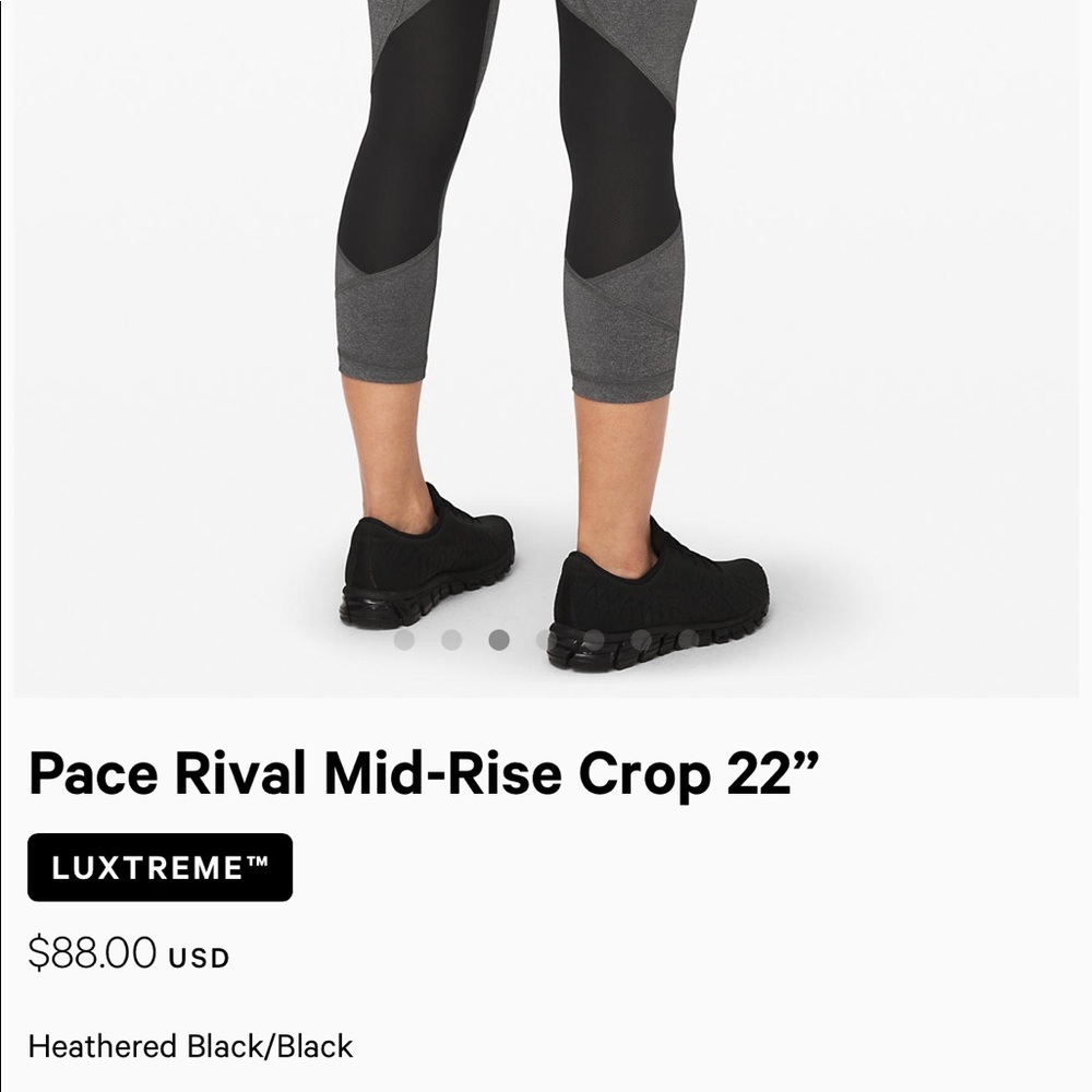 Lululemon Pace Rivals crop- Black and gray